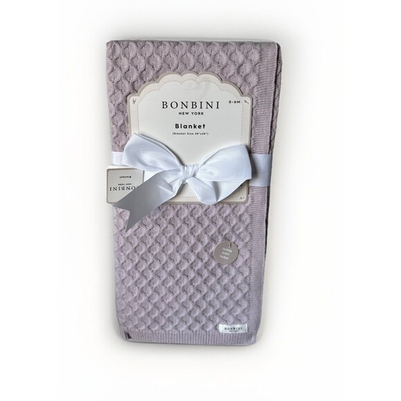 SOLD‼️‼️NWT  BONBINI New York WAFFLE KNIT 38"x 28"  Baby/Lap  Blanket Lavender - Picture 2 of 11